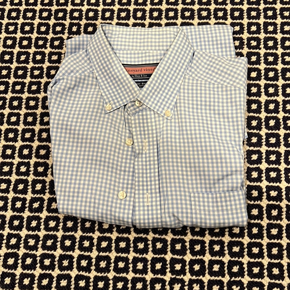 Vineyard Vines Murray Shirt Large Blue and white check